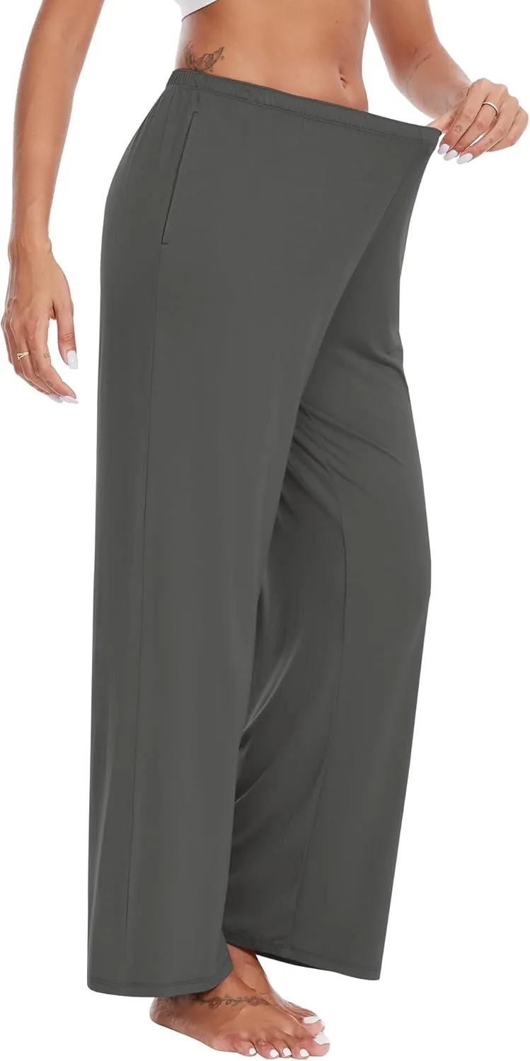 WiWi Women' s Pajamas Pants with Pocket Soft Viscose from Bamboo Yoga Loose Pant Comfy Pajama Bottoms S-XXL