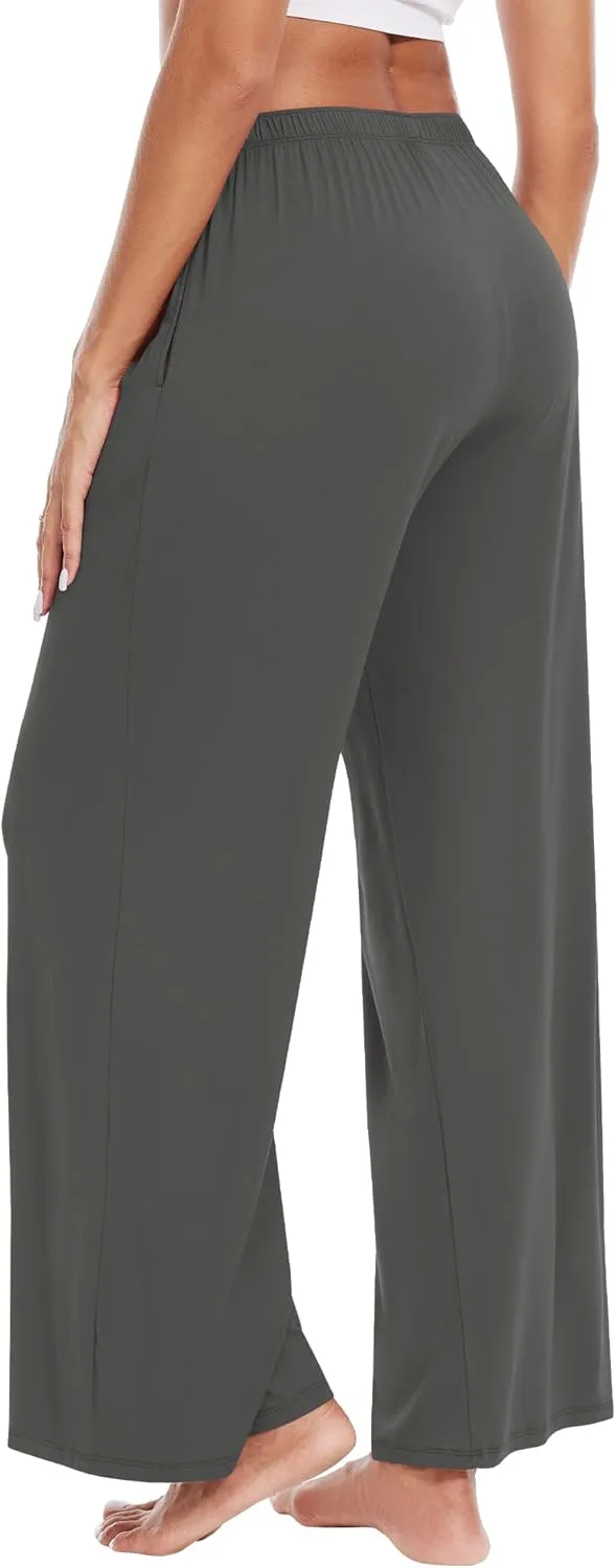 WiWi Women' s Pajamas Pants with Pocket Soft Viscose from Bamboo Yoga Loose Pant Comfy Pajama Bottoms S-XXL