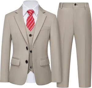 YND Boys Formal Slim Fit, 5-Piece Suits for Kids, Jacket Vest Pants Shirt and Tie for Wedding Prom