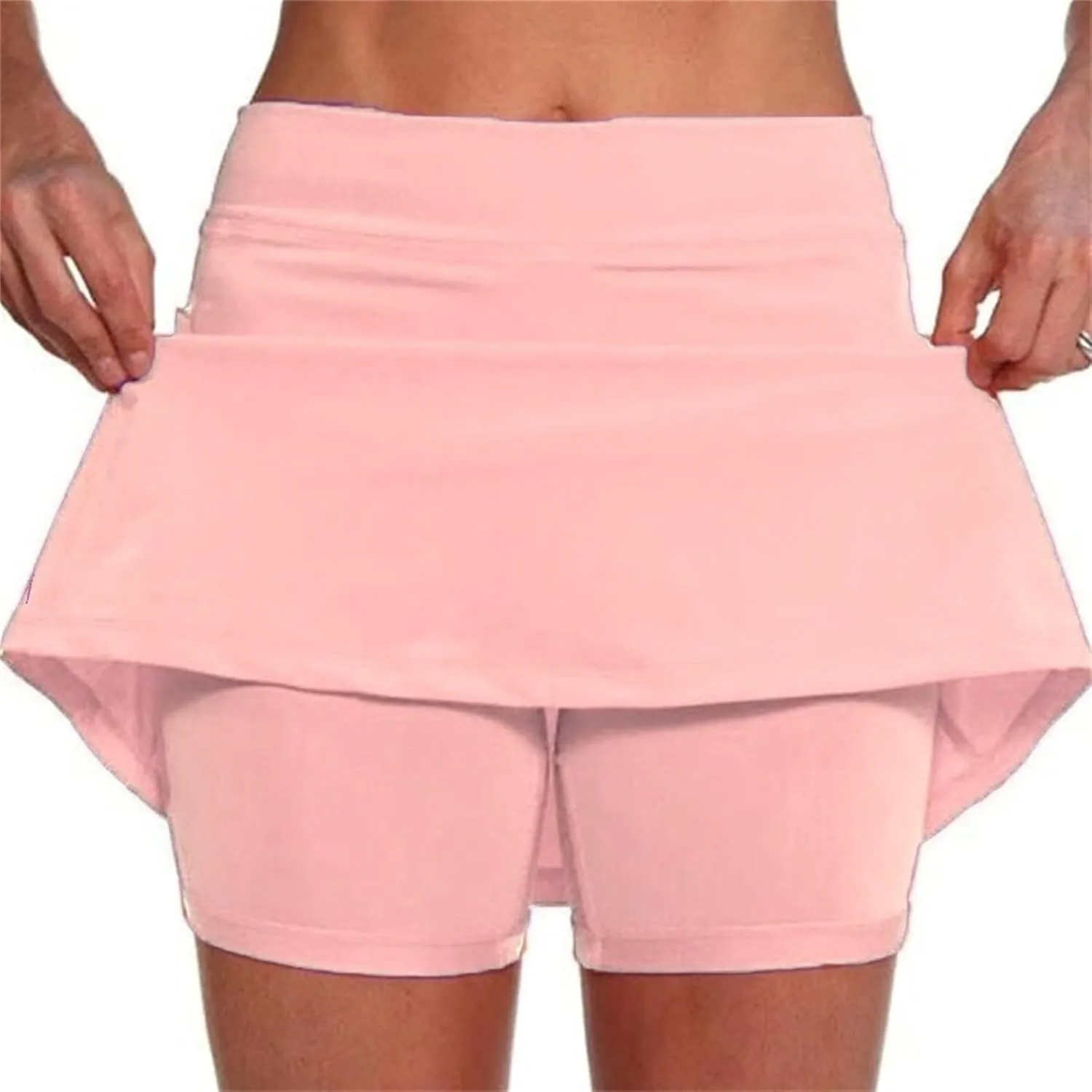 Yoga Skorts for Women Mid Waist Athletic Sports Pants with Split Skirt Casual Shorts Tummy Control Plus Size Skort